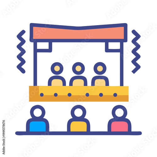 Colorful theater stage vector icon illustration design