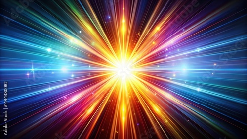 Radiant colors illuminate the darkness with an abstract light burst, creating a mesmerizing visual effect , light, burst,  light