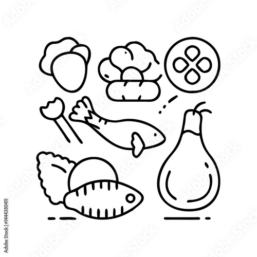 paleo diet icon, paleo diet line art - simple line art of paleo diet, perfect for paleo diet logos and icons