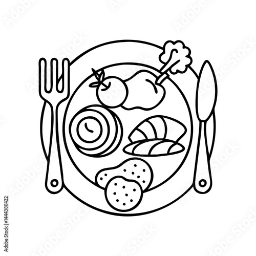 paleo diet icon, paleo diet line art - simple line art of paleo diet, perfect for paleo diet logos and icons