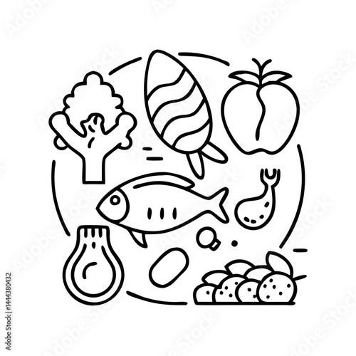 paleo diet icon, paleo diet line art - simple line art of paleo diet, perfect for paleo diet logos and icons