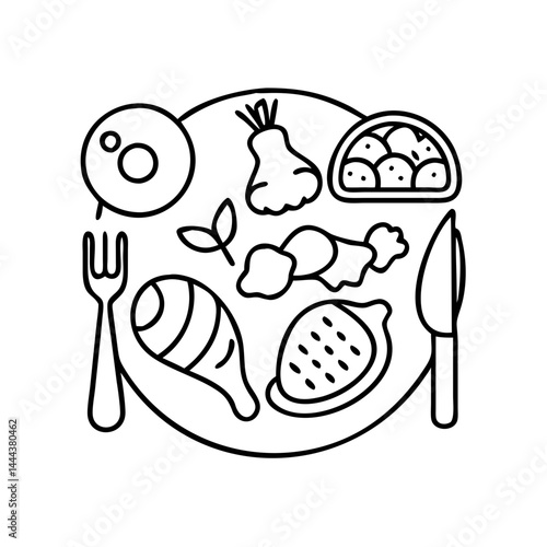 paleo diet icon, paleo diet line art - simple line art of paleo diet, perfect for paleo diet logos and icons