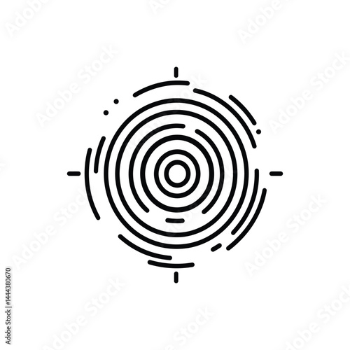 Concentric Circles Pattern with Interrupted Lines and Transparent Background