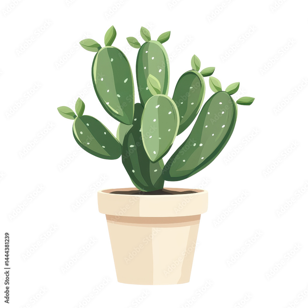 Flat style illustration of a cactus, isolated on a white background. cutout png