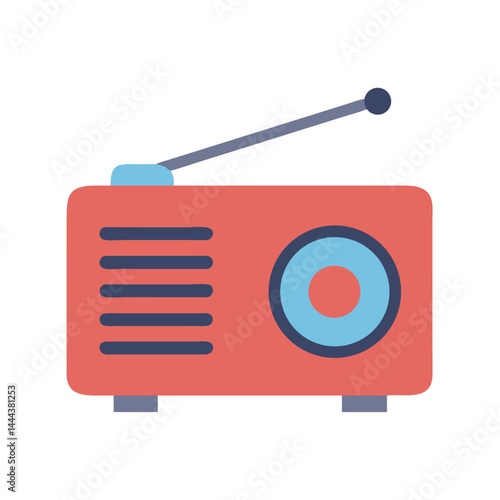 Retro Radio Icon: Red and Blue Radio Illustration