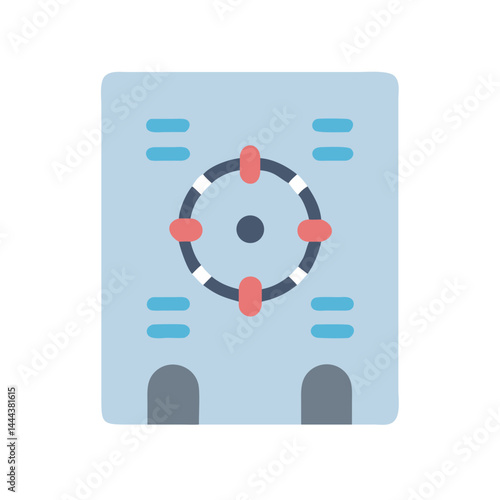 Stylized secure vault or safe illustration with target