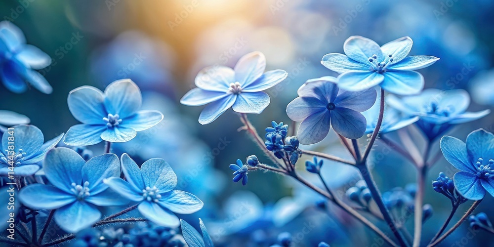 Delicate blue flowers with silver petals unfolding , botanical, garden, botanical, garden Delicate blue flowers with silver petals unfolding , botanical, garden, botanical, garden