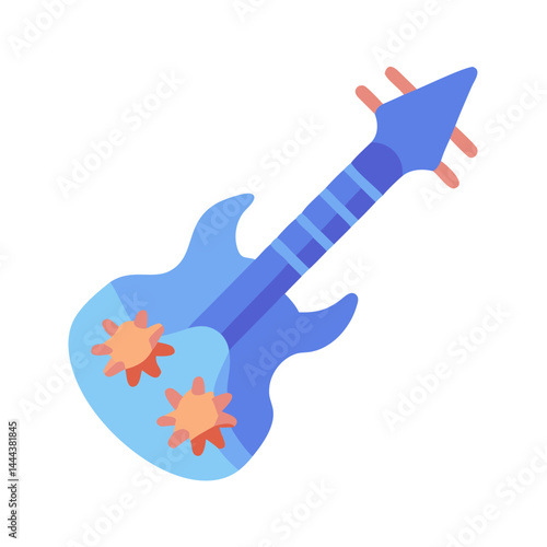 Modern cartoon guitar illustration on a black background