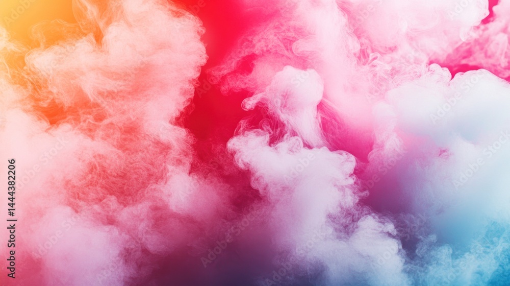 Fototapeta premium Vibrant abstract cloud-like smoke formations in a spectrum of colors.