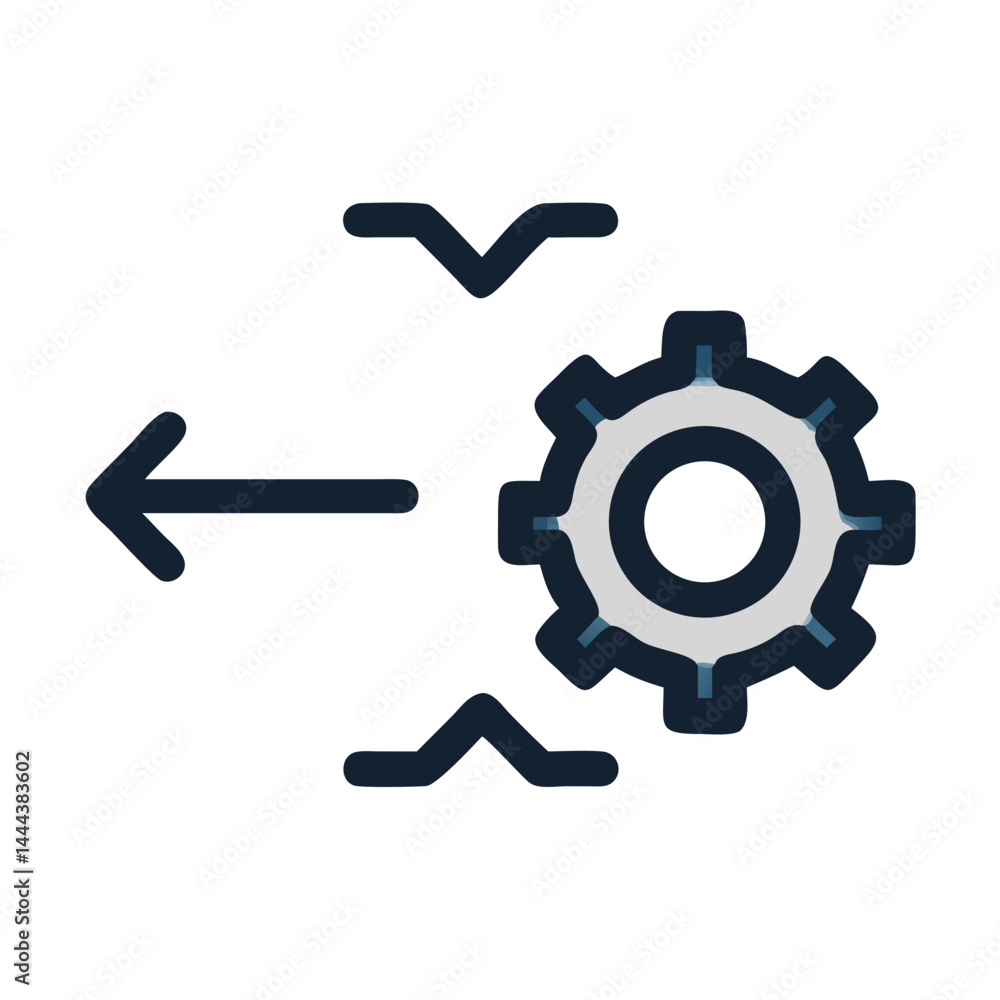 Process Optimization, Automation, Backwards Concept Icon on Black Process Optimization, Automation, Backwards Concept Icon on Black