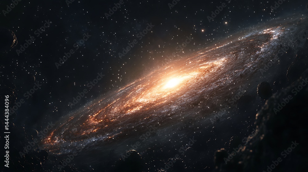 Abstract Galaxy with Swirling Nebula and Starfield in Deep Space Background Abstract Galaxy with Swirling Nebula and Starfield in Deep Space Background