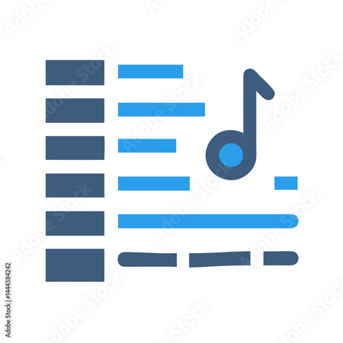 Playlist with Music Note Icon on Black Background