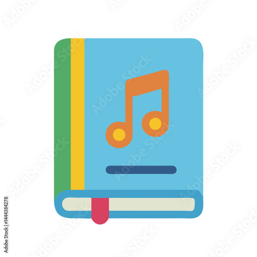 Colorful Music Book Icon with Note Symbol Design