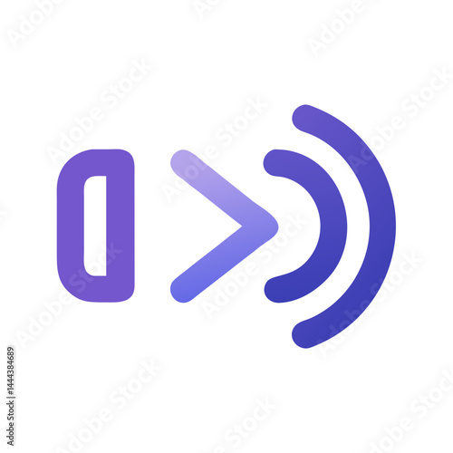 Purple Gradient Sound Waves Symbol on Black Background