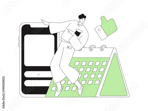 Check-in character flat vector concept operation hand-drawn illustration
