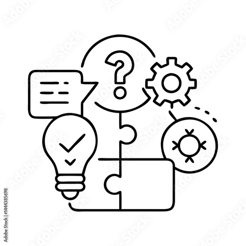 problem solving icon, problem solving line art - simple line art of problem solving, perfect for problem solving logos and icons