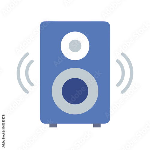 Blue Loud Speaker Icon Vector Illustration with Sound Waves