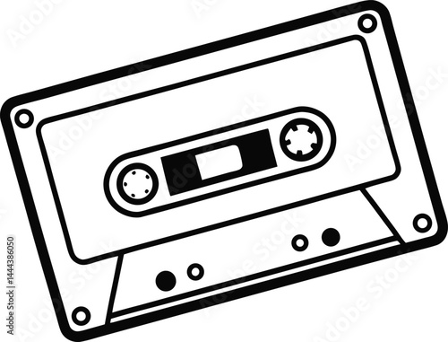 Cassette tape illustrated in one continuous line art style with retro nostalgic vibes perfect for music lovers vintage themes or retro inspired design collections