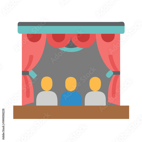 Theater Stage with Curtains and Audience Graphic Icon