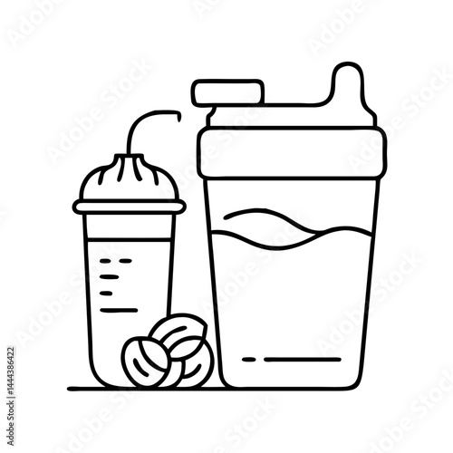 protein shake icon, protein shake line art - simple line art of protein shake, perfect for protein shake logos and icons