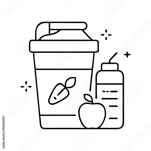 protein shake icon, protein shake line art - simple line art of protein shake, perfect for protein shake logos and icons