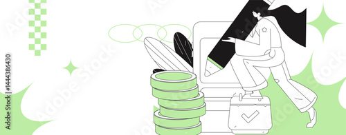 Check-in character flat vector concept operation hand-drawn illustration

