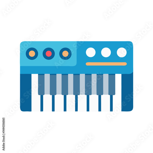 Blue keyboard musical instrument synthesizer vector illustration icon