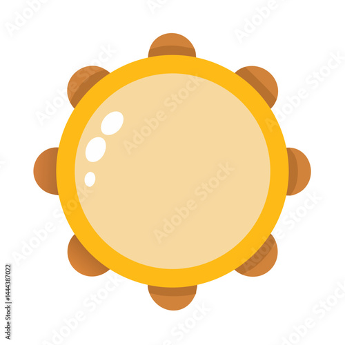 Cartoon Tambourine Musical Instrument Isolated on Black Background