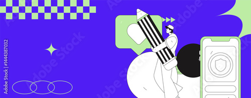 Check-in character flat vector concept operation hand-drawn illustration
