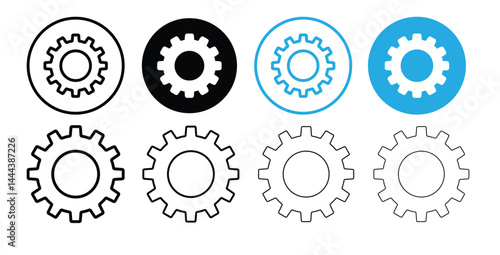 
Gear setting icon set. Cog wheel icon. Gear wheel vector linear icon for use in any purpose
