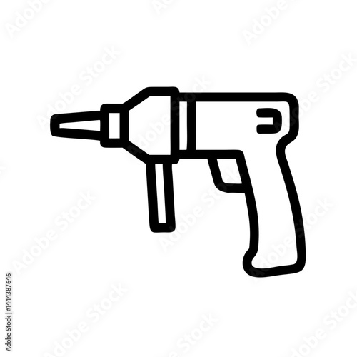hammer drill black linear isolated vector illustration
