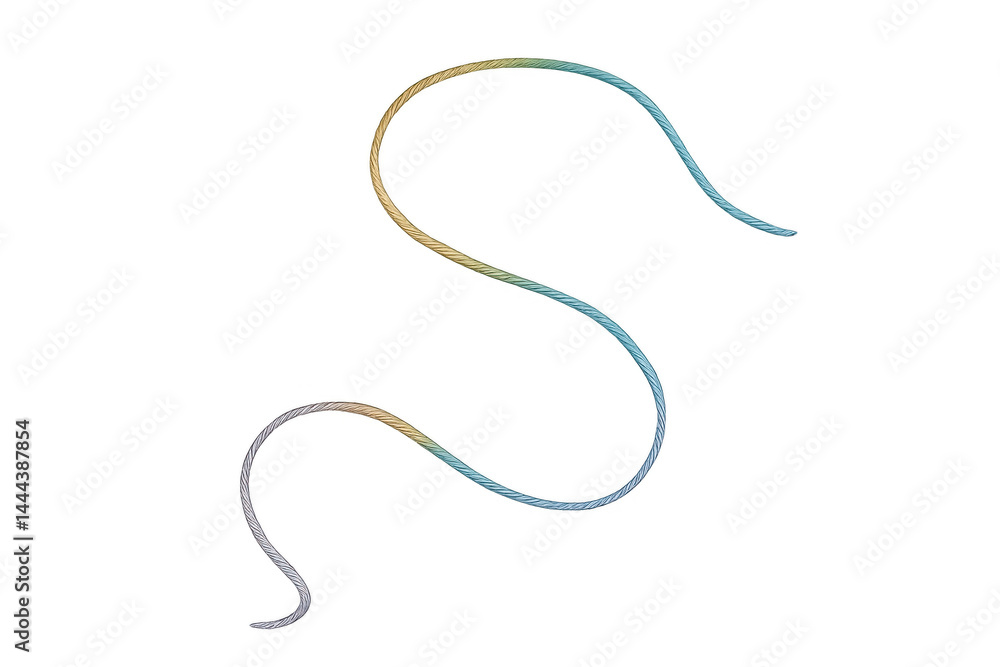 A single, curved piece of thread forms an S-shape. A single, curved piece of thread forms an S-shape.