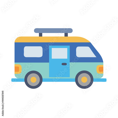 Cute Van Illustration for Travel, Holiday, or Camping