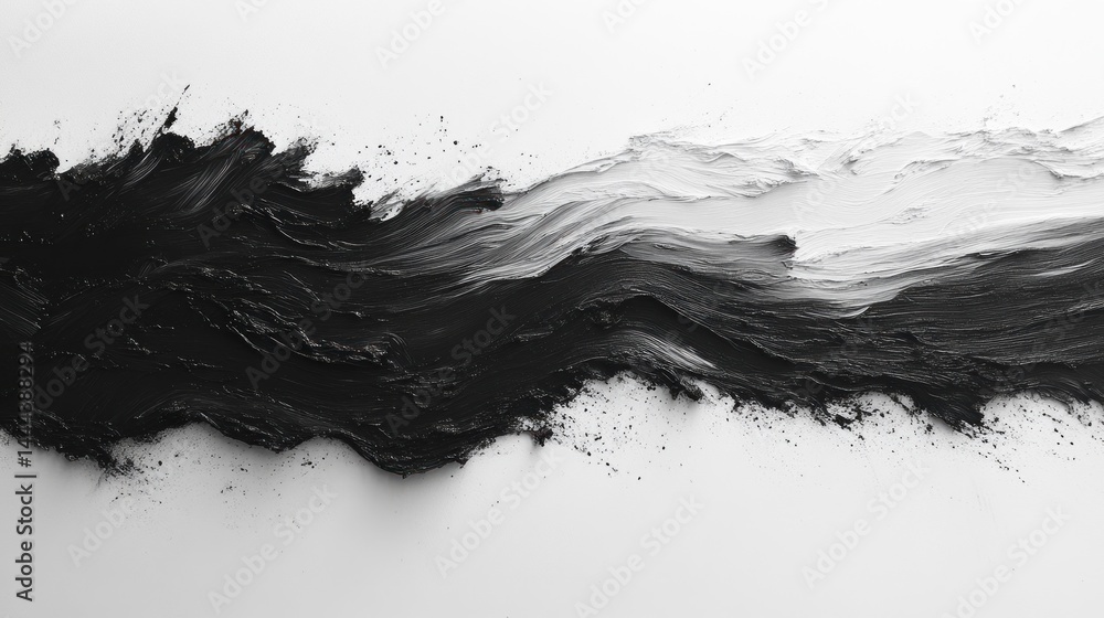 Abstract Monochrome Wave: A Study in Black and White