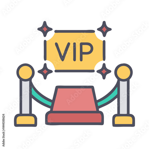 VIP Area Illustration with Red Carpet and Ropes