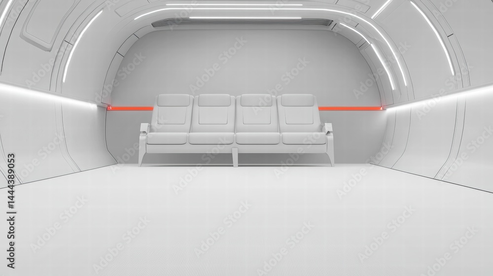Fototapeta premium A modern white couch in a bright white room providing a minimalistic and clean aesthetic space