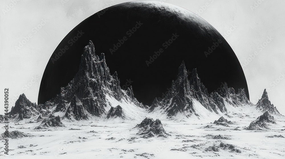 Monochromatic Mountains Under a Dark Celestial Body