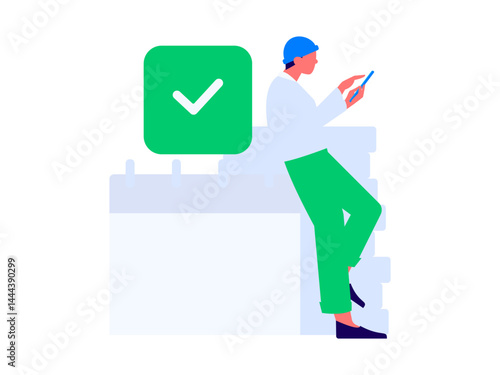 Check-in character flat vector concept operation hand-drawn illustration
