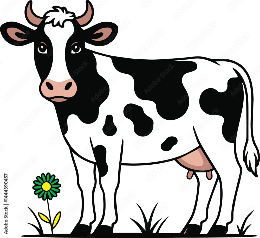 Fototapeta premium cow on a meadow vector art 