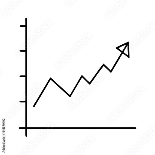 rising line graph icon, rising line graph line art - simple line art of rising line graph, perfect for rising line graph logos and icons