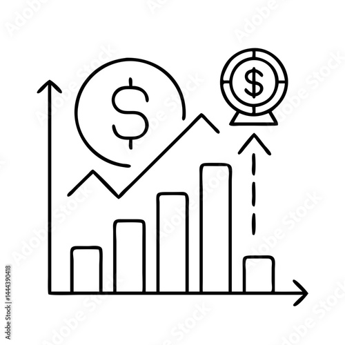rising prices icon, rising prices line art - simple line art of rising prices, perfect for rising prices logos and icons