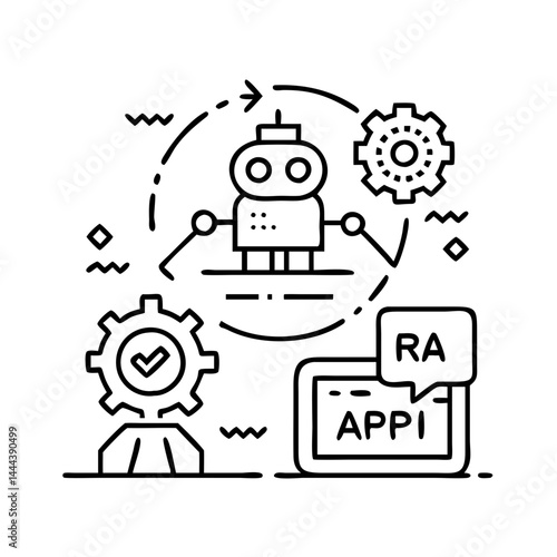 robotic process automation rpa icon, robotic process automation rpa line art - simple line art of robotic process automation rpa, perfect for robotic process automation rpa logos and icons