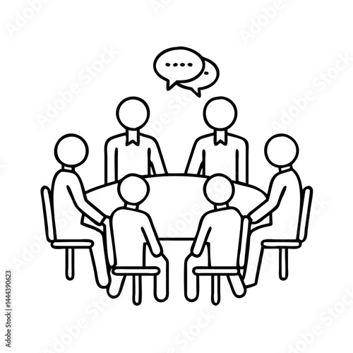 roundtable discussion icon, roundtable discussion line art - simple line art of roundtable discussion, perfect for roundtable discussion logos and icons