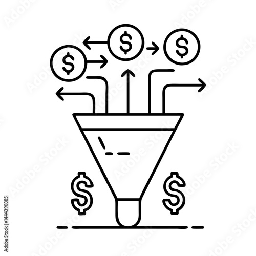 sales funnel icon, sales funnel line art - simple line art of sales funnel, perfect for sales funnel logos and icons