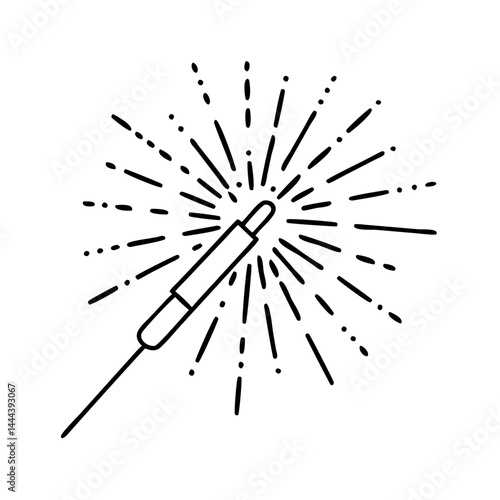 sparkler icon, sparkler line art - simple line art of sparkler, perfect for sparkler logos and icons