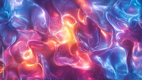 Abstract fluid forms in vibrant, glowing colors.