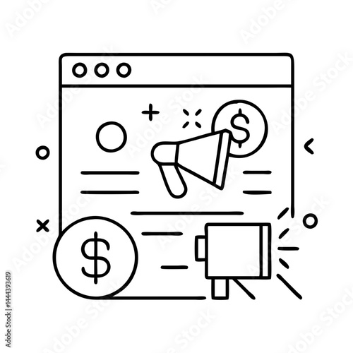 sponsored post icon, sponsored post line art - simple line art of sponsored post, perfect for sponsored post logos and icons