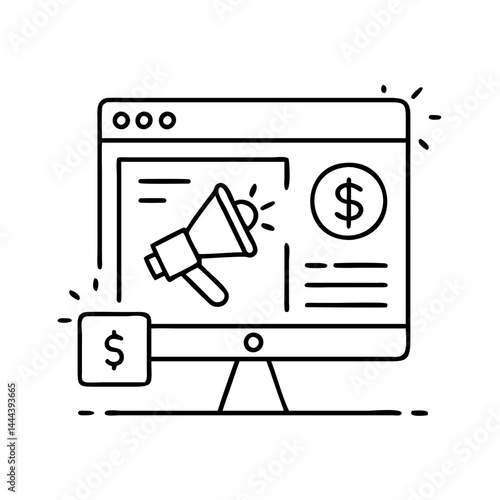 sponsored post icon, sponsored post line art - simple line art of sponsored post, perfect for sponsored post logos and icons