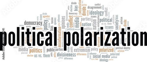 Political Polarization word cloud conceptual design isolated on white background.