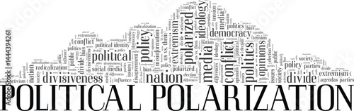 Political Polarization word cloud conceptual design isolated on white background.
